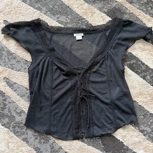 Kimchi Blue Black Lace Detail Blouse